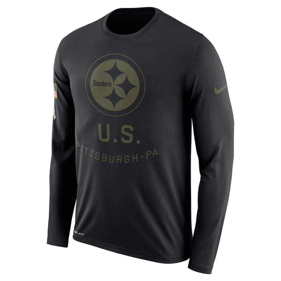 Men's Pittsburgh Steelers Nike Salute to Service Sideline Legend Performance Long Sleeve T-Shirt Black,We sell and wholesale Men's Pittsburgh Steelers Nike Salute to Service Sideline Legend Performance Long Sleeve T-Shirt Black on line form chian!